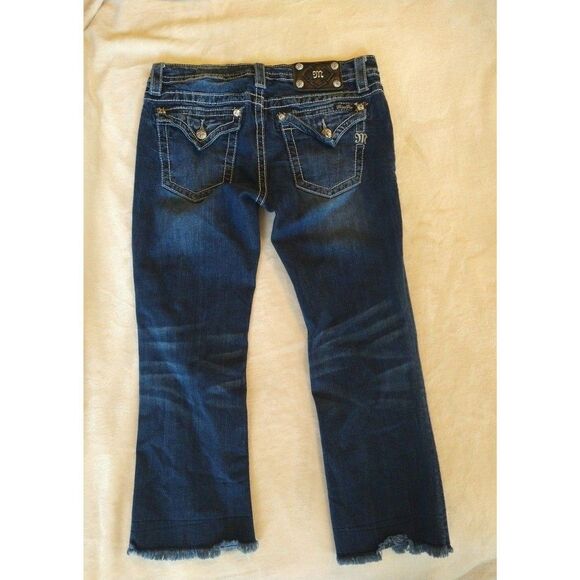 Miss me  distressed freyed cropped Size 30 Jeans  jeans Y2K Boho - Picture 3 of 9